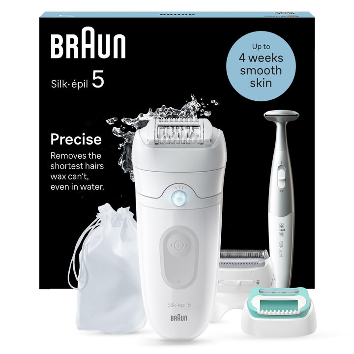 Braun Silk-épil 5, Epilierer Damen / Haarentferner für langanhaltende Haarentfernung, 5-251, Weiss/G