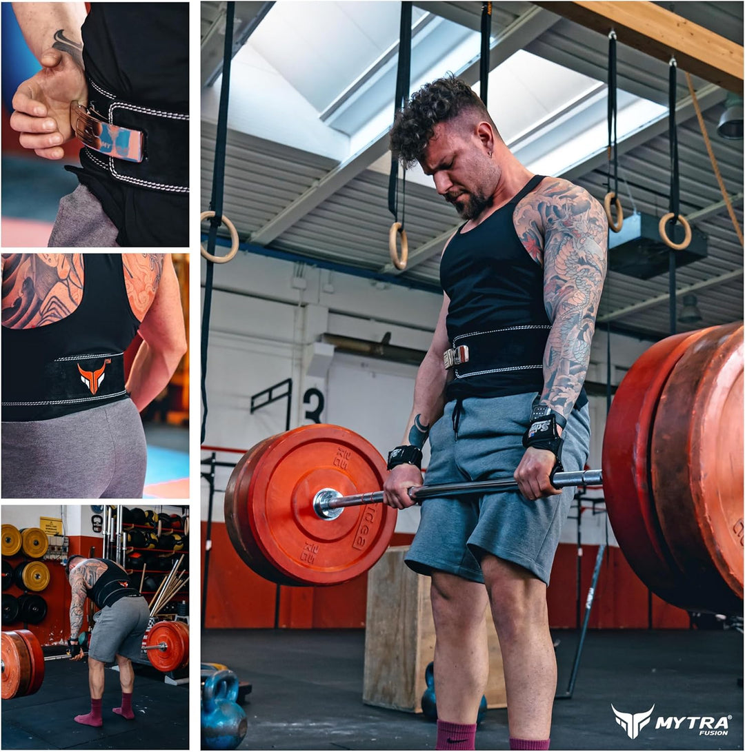 Mytra Fusion gewichthebergürtel 100% Echtes Leder Weightlifting Belt weisse Schnalle, Lifting Belt f
