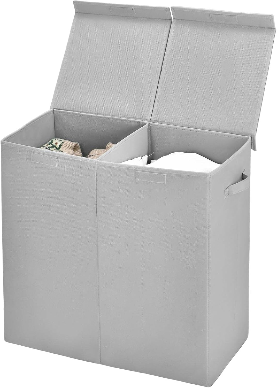 GIANTEX Wäschekorb 115 L mit 2 Fächern, Wäschesammler Wäschebox mit Deckel & Griff, Wäschesortierer