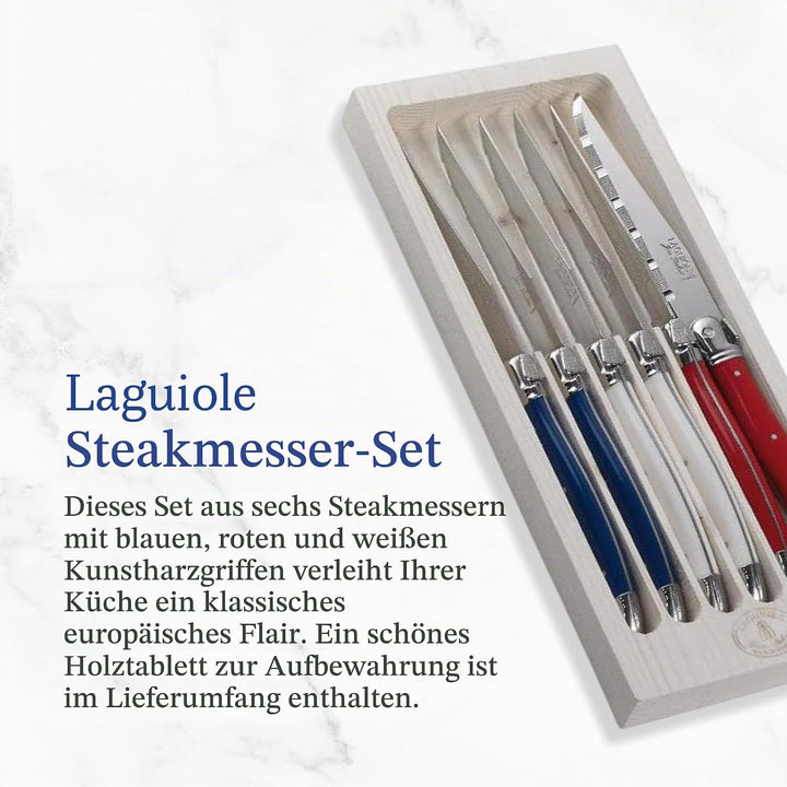 Laguiole Jean Dubost 97131 London Mix - Set aus 6 Fleischmessern, Sortierte Farbe