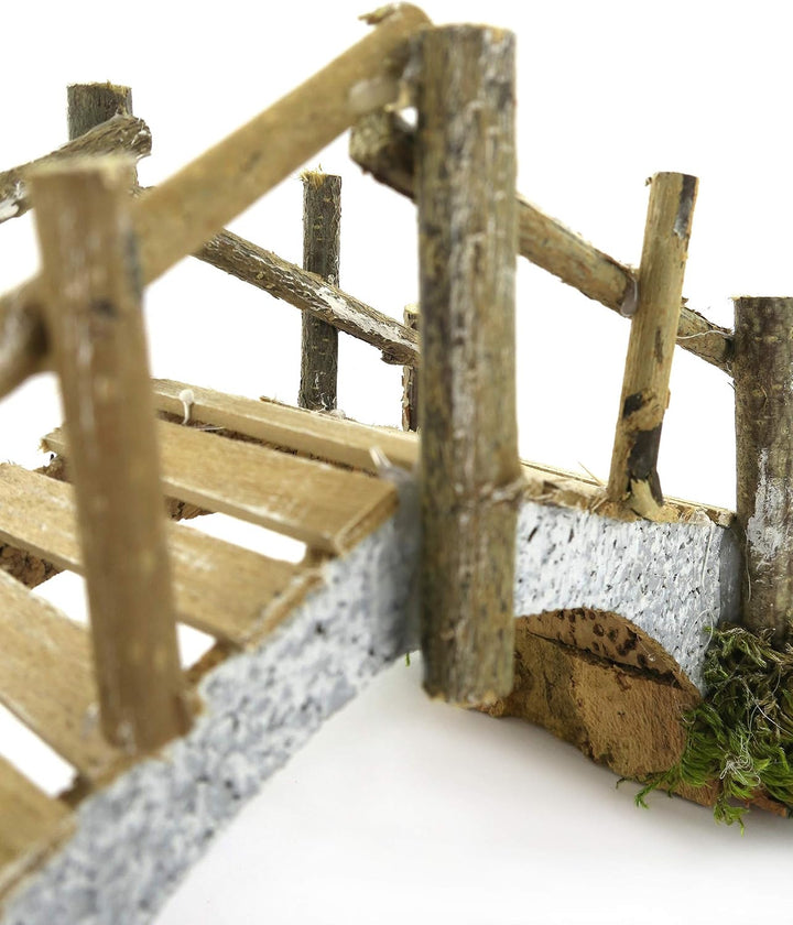 Bertoni Brücke aus Kork und Holzplanken für Krippe | Italienisches Produkt | 23x12x7 cm