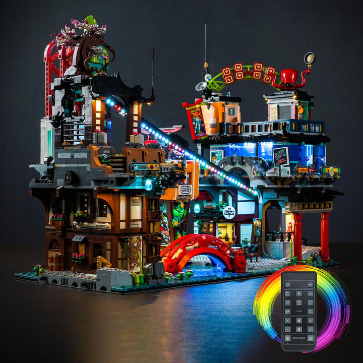 Fernbedienung Dekorationsbeleuchtungsset für Lego Ninjago City Markets 71799 Baukasten (Nicht Lego),