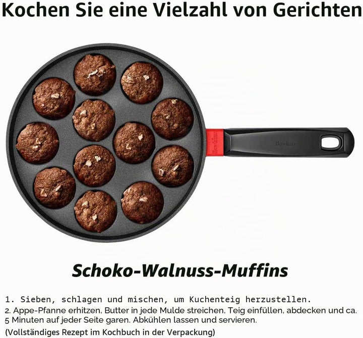 HAWKINS Antihaft-Appe-Pfanne mit Glasdeckel, 12 Tassen, Durchmesser 22 cm, Schwarz (NAPE22G), Standa
