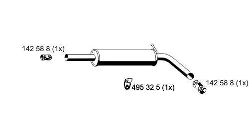 Mittelschalldämpfer Auspuff Mitteltopf original ERNST (645003) Länge: 880mm