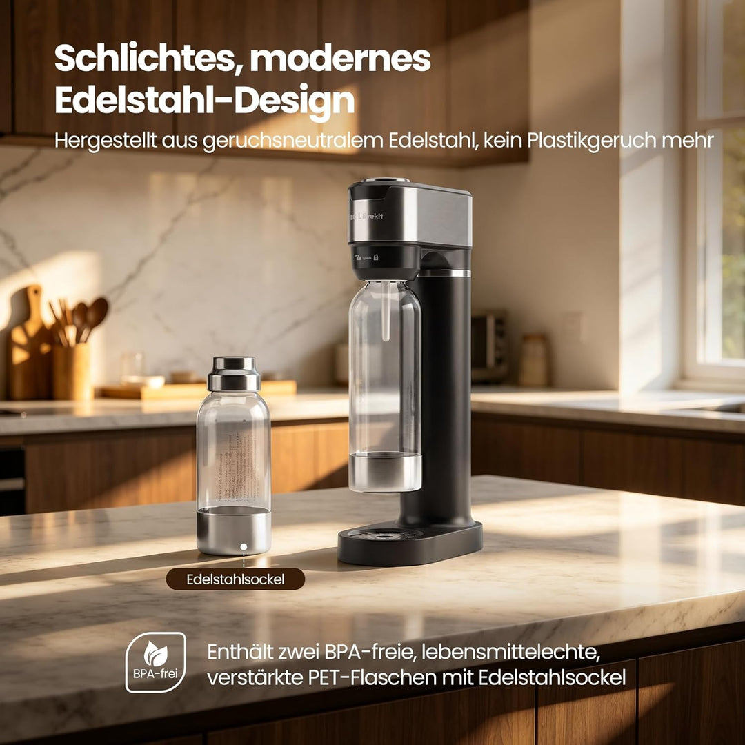 LLIVEKIT Wassersprudler, mit 4 einstellbaren Sprudelstufen, inkl. 0,5 L und 1 L PET-Flaschen BPA-fre
