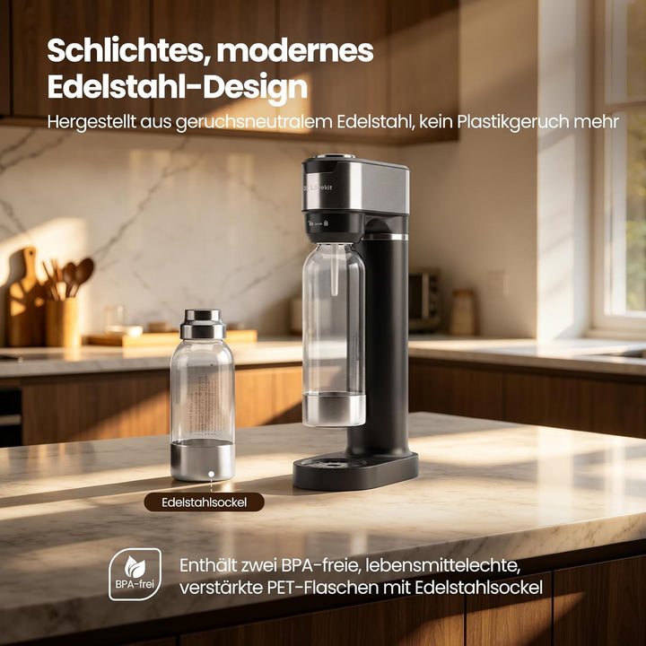 LLIVEKIT Wassersprudler, mit 4 einstellbaren Sprudelstufen, inkl. 0,5 L und 1 L PET-Flaschen BPA-fre