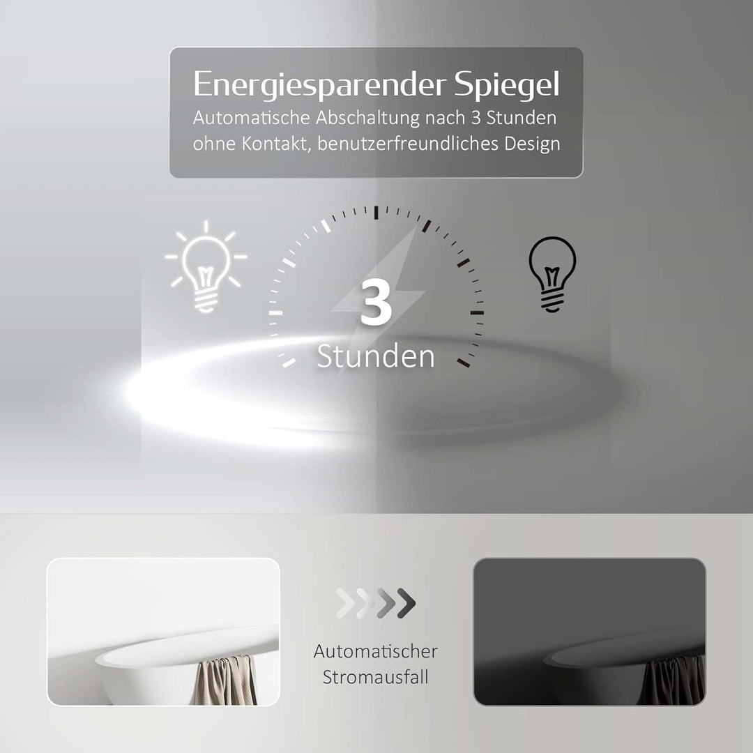 EMKE Spiegel mit Beleuchtung 80cm Badspiegel rund mit Antibeschlag, Kaltweiss Licht dimmbar, Speiche
