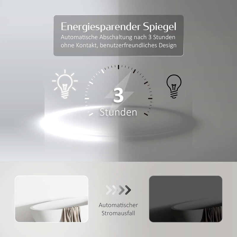 EMKE Badspiegel mit Beleuchtung 50cm Spiegel rund mit dimmbar Kaltweiss Licht, Speicherfunktion, Tou