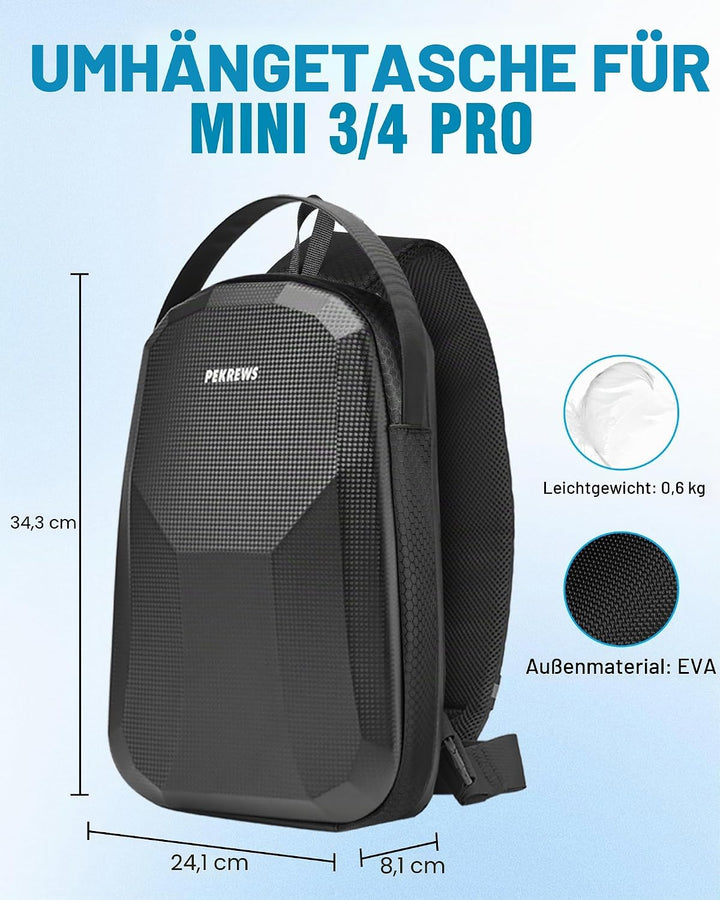 Mini 4 Pro Hülle, wasserdichte Hartschalen-Tragetasche, tragbare Reise-Drohnen-Schultertasche, Rucks