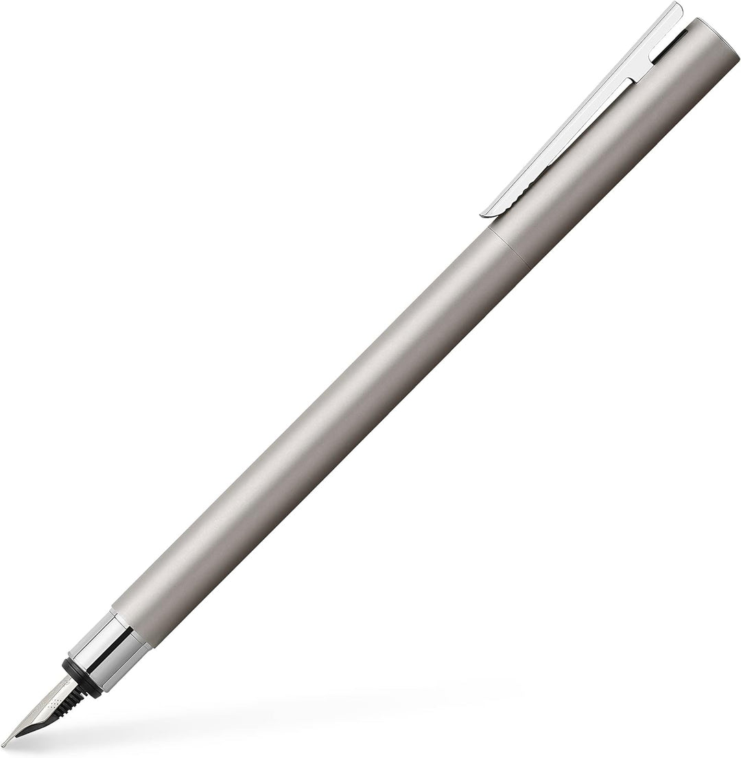 Faber-Castell 342100 - Füller Neo Slim Edelstahl, Federbreite M, silber matt Federbreite M silber ma