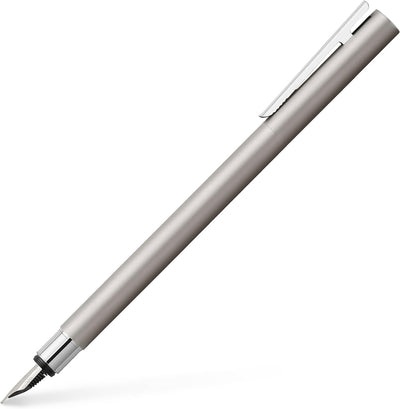 Faber-Castell 342100 - Füller Neo Slim Edelstahl, Federbreite M, silber matt Federbreite M silber ma