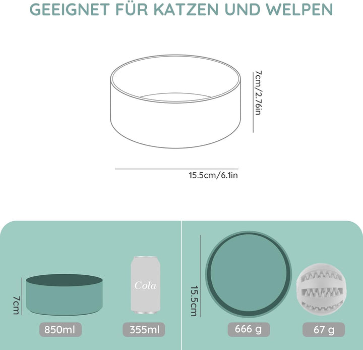 SPUNKYJUNKY Keramik Hundenapf Fressnapf Futternapf Katzennapf Napf für Katzen und Hunde (850ml, Dunk