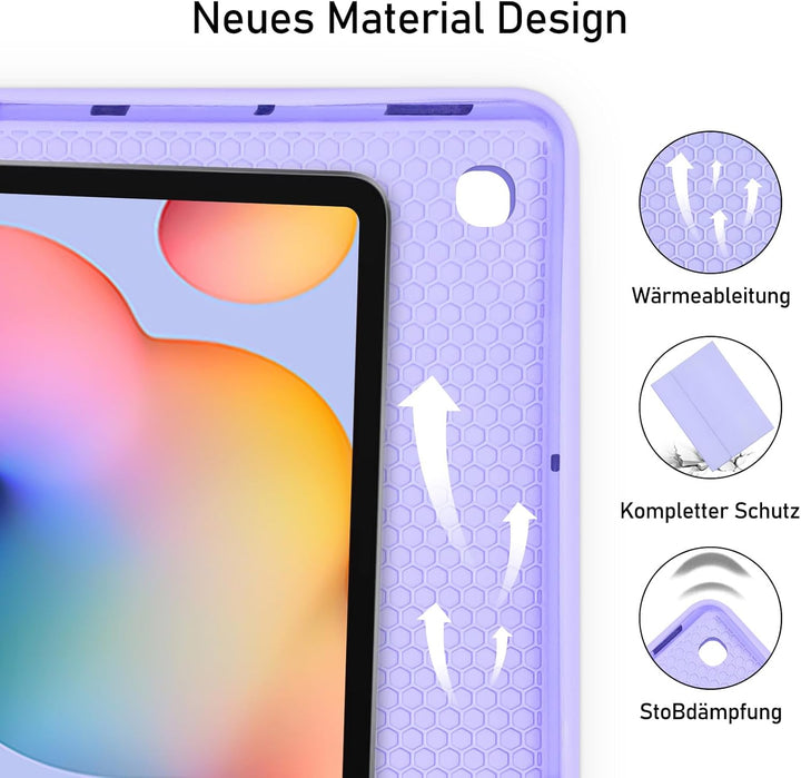 Hülle mit Tastatur für Samsung Galaxy Tab S6 Lite, Schutzhülle mit Pencil Halter Wireless Tastatur (