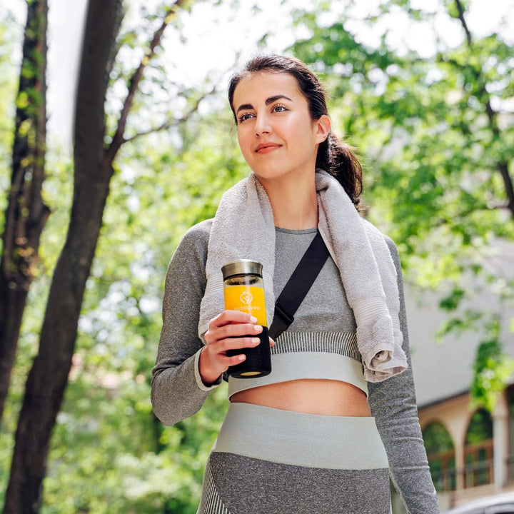 Nutrilovers Slow Juice Saft Glasflasche to go - Gefrierfeste Glas Trinkflasche aus robustem Borosili
