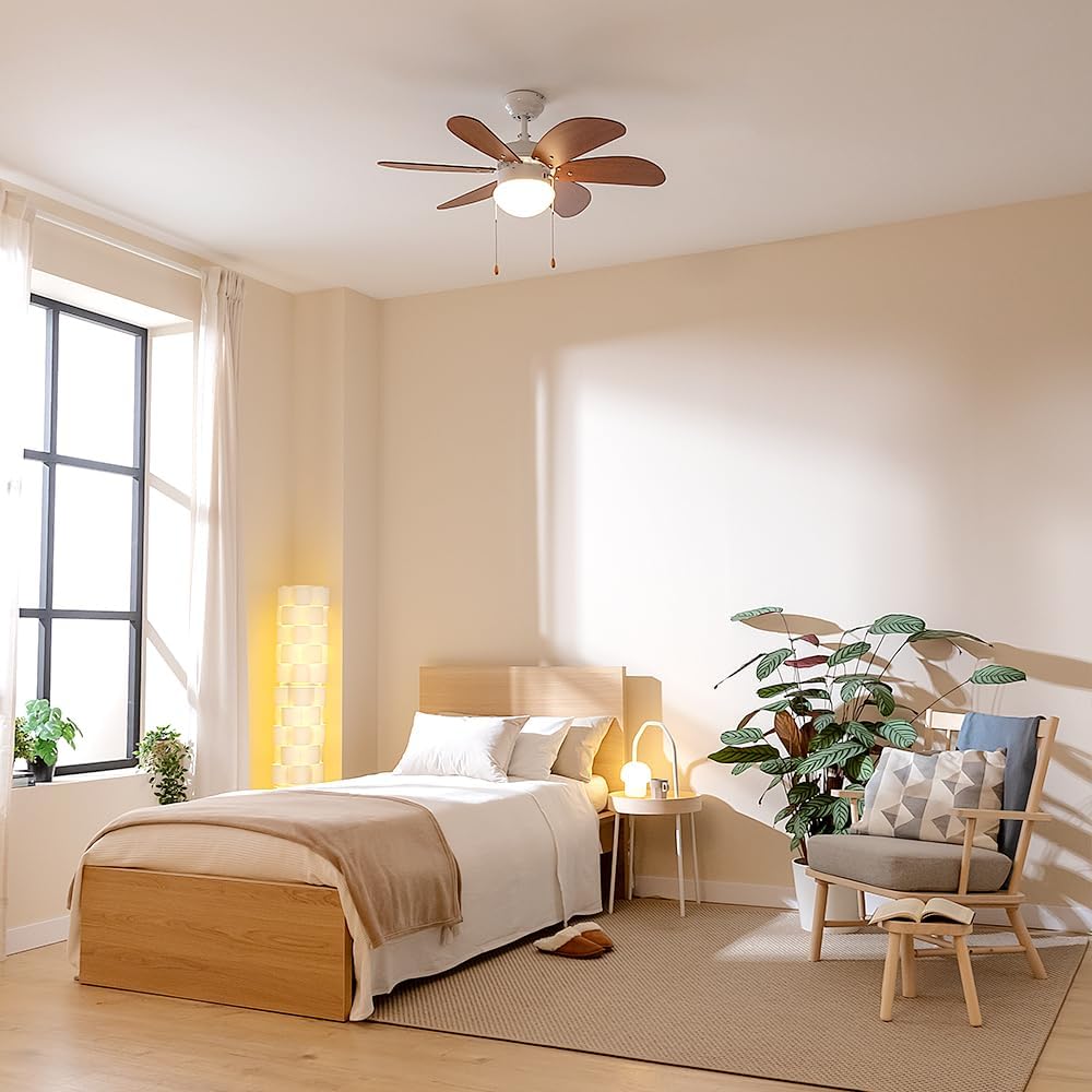 Cecotec Deckenventilator mit Licht EnergySilence Aero 365 Weiss&amp;Holz 50W, Durchmesser 36" (92cm), 3