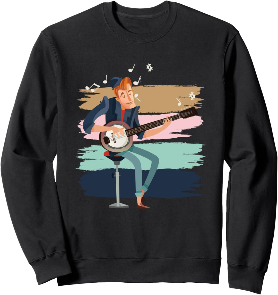 Vintage Banjo Retro Banjospieler Berge Natur Camping Musik Sweatshirt