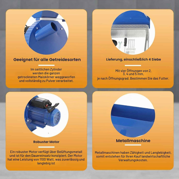 Elektrische Getreidemühle Schrotmühle 1100W, Nussmühle Zerkleinerer zur Verarbeitung von Nicht ölhal