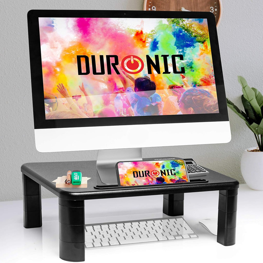 Duronic DM055 Monitorständer 40×28 cm – höhenverstellbarer Bildschirmständer 4–15 cm mit Handyhalter