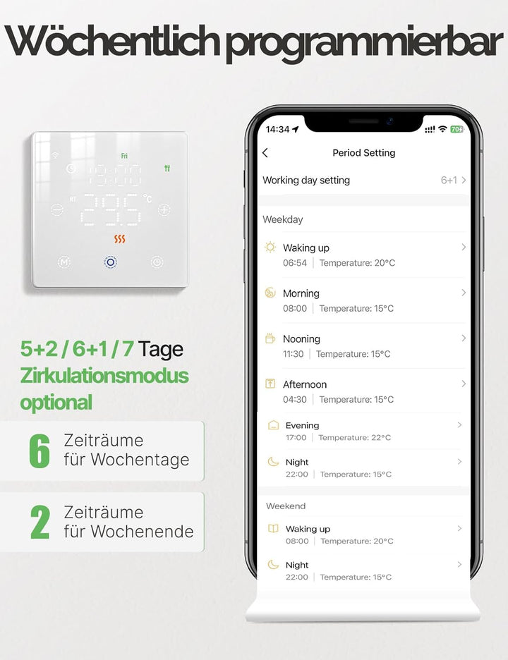 MOES Smart Thermostat für Kessel,Batteriebetrieben,WLAN Raumthermostat Programmierbares Kompatibel A