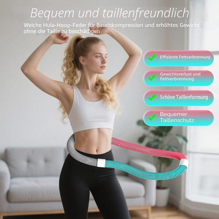 Weicher Hula Hoop gewichtet für Erwachsene, Faltbarer Fitness Hulahoop zum Abnehmen, weiche Spring H