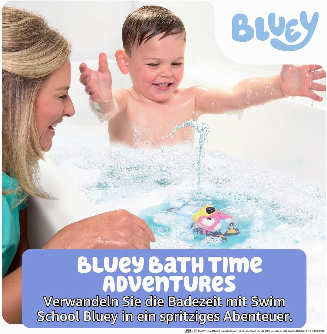 Toomies Swim School Bluey Badespielzeug, Schwimmende Wasserfontäne Bluey, Zieh-den-Schwanz Wasserspr