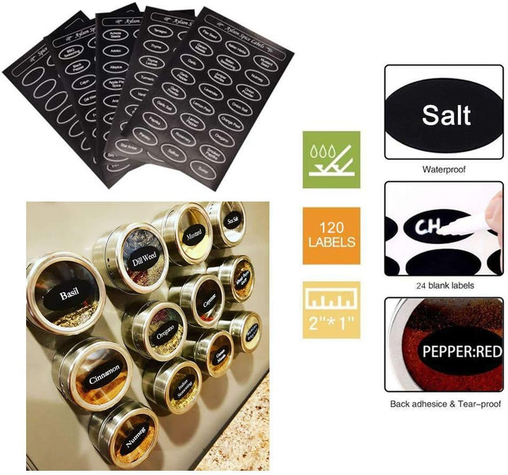 Gewürzdosen aus Edelstahl, magnetische Gewürzdosen, magnetische Gewürzdosen am Kühlschrank (6 Stück,