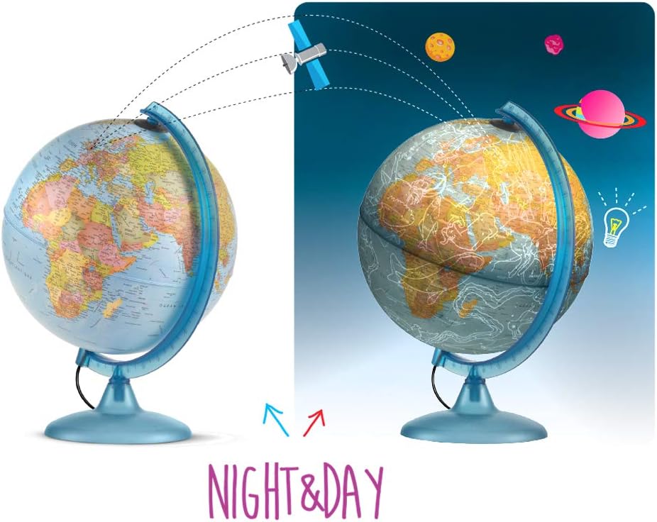 TECNODIDATTICA Technodidattica - Weltkarte Night&amp;Day für Kinder und Jugendliche | Doppelte Kartograp