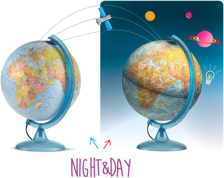 TECNODIDATTICA Technodidattica - Weltkarte Night&amp;Day für Kinder und Jugendliche | Doppelte Kartograp