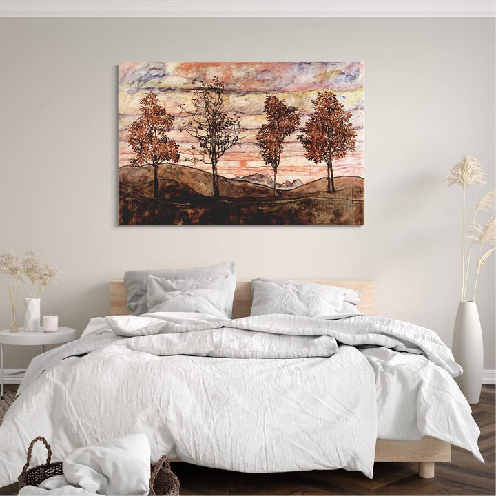 Printed Paintings Leinwand (80x60cm): Egon Schiele - Vier Bäume 80x60 cm, 80x60 cm