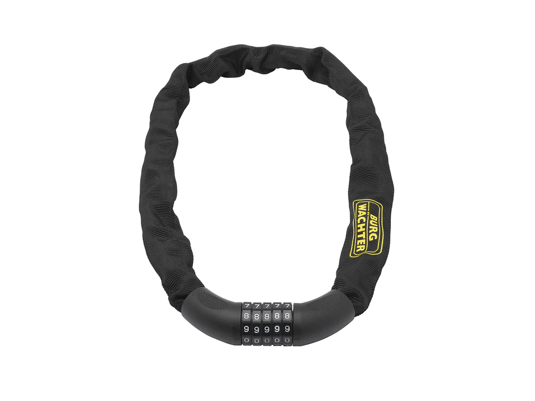 Burg Wächter Vierkantkette, Fahrradschloss mit Zahlencode, Kette für Fahrrad, Motorrad, E-Scooter, G