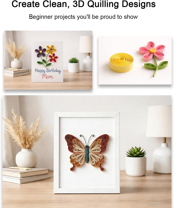 YURROAD Quilling Set, Quilling Papier Werkzeug Set mit 36 Farben 900 Quilling Papierstreifen 3mm, Qu