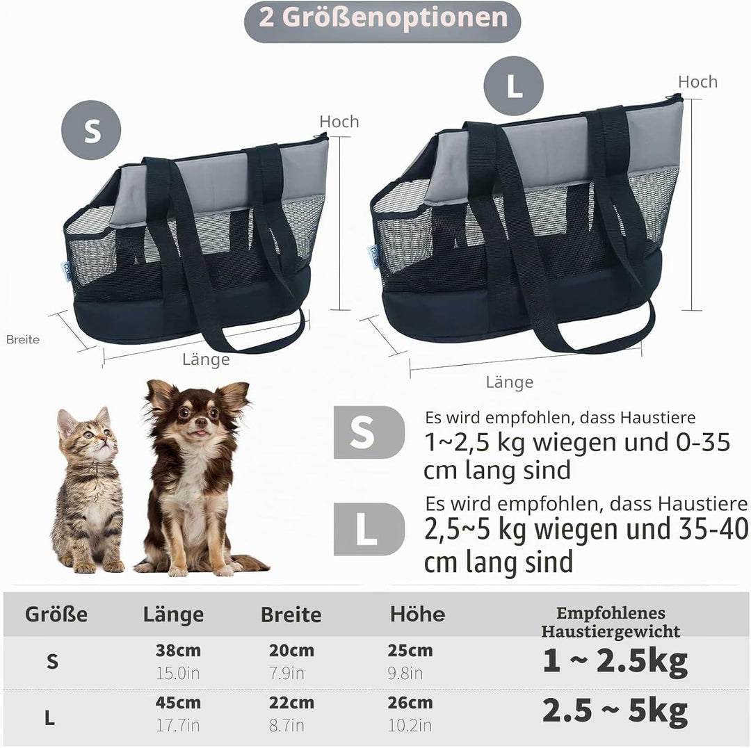 PETCUTE Transporttasche für Kleine Hunde und Katzen,Atmungsaktive Haustiertragetasche,Hundetasche Ka