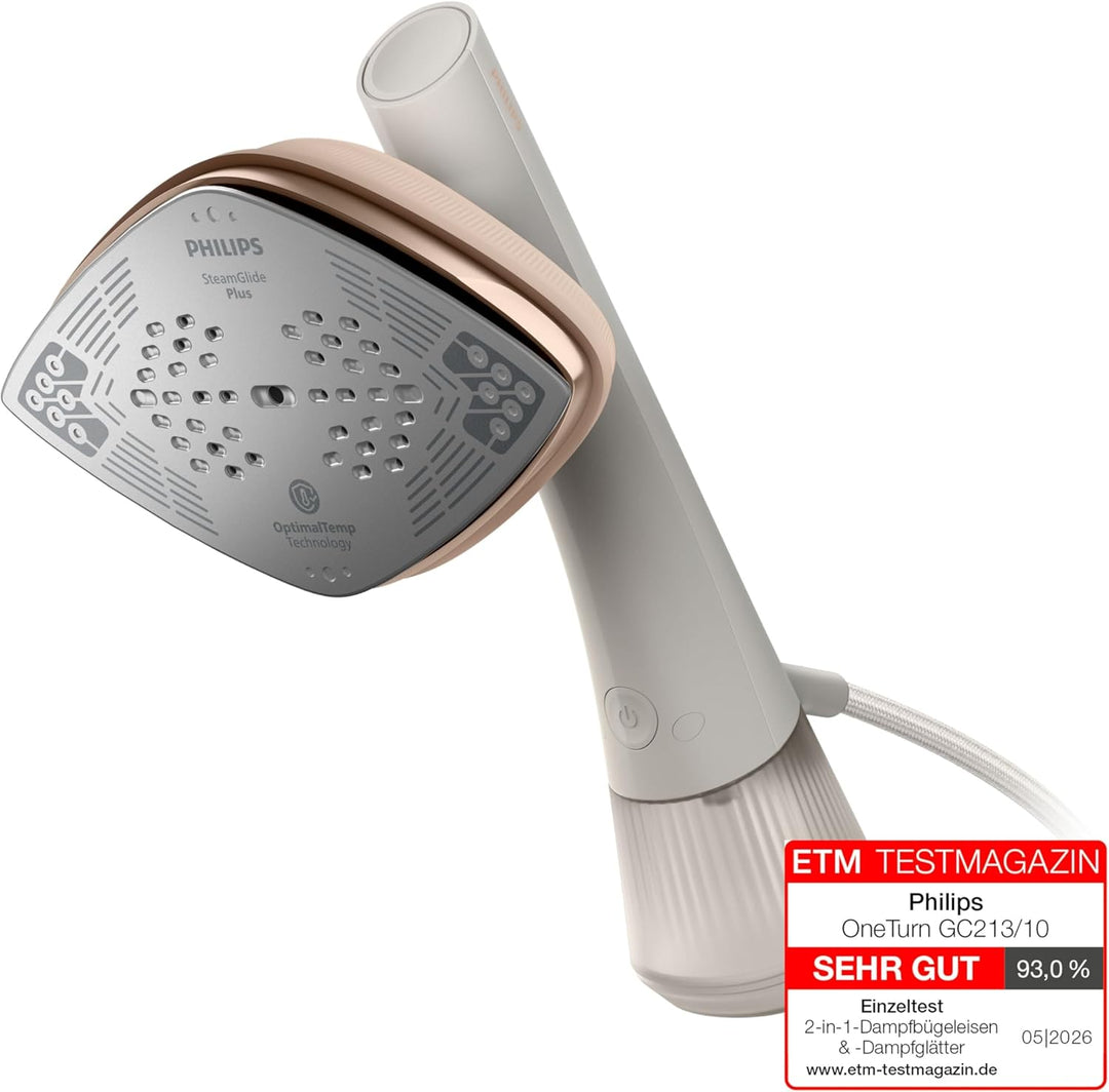 Philips OneTurn, 2-in-1 Bügeleisen & Steamer mit drehbarem Kopf, Einfach losbügeln – kein Brett, 45