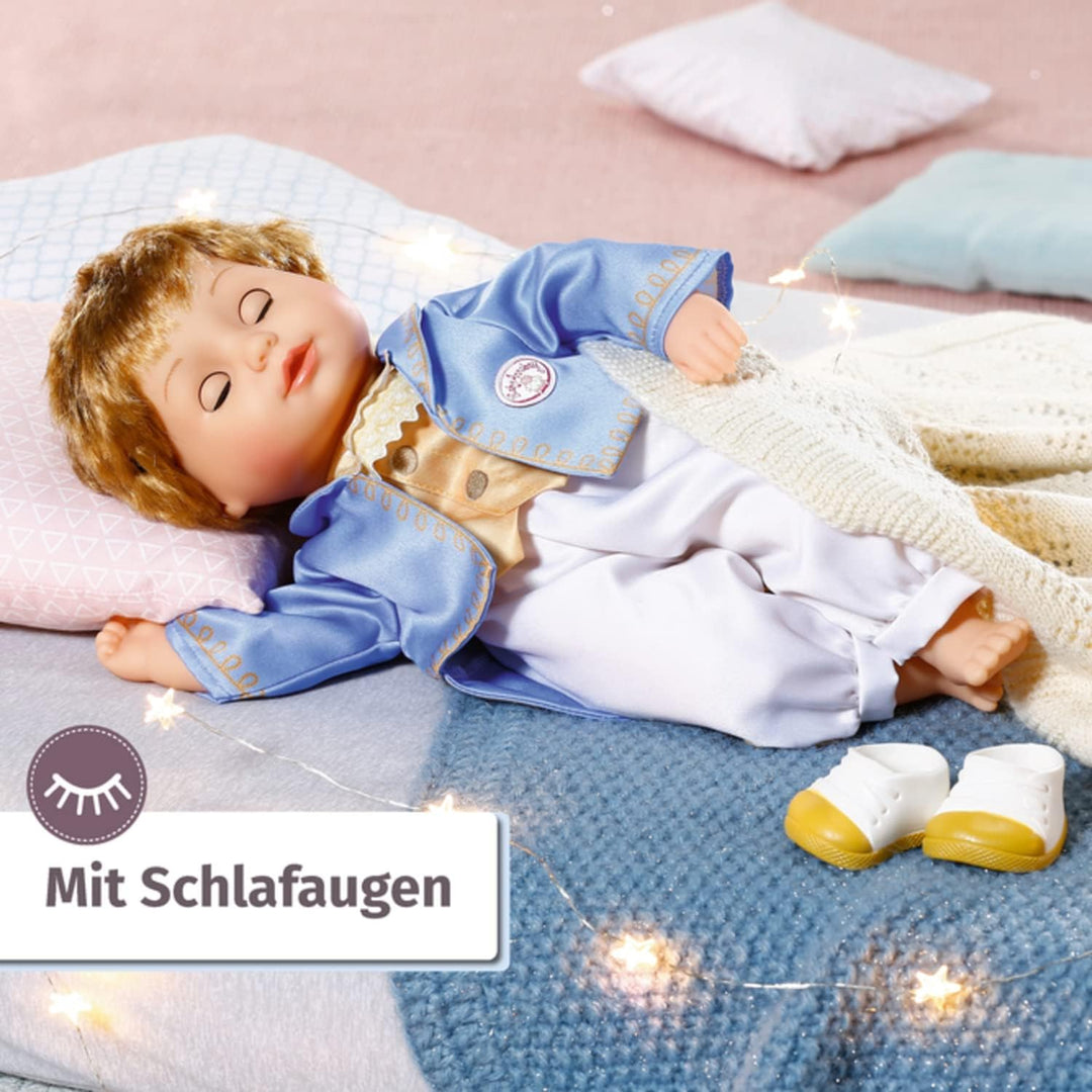 Zapf Creation 707104 Baby Annabell Little Sweet Prince 36cm - weiche Prinzen-Puppe mit Schlafaugen,