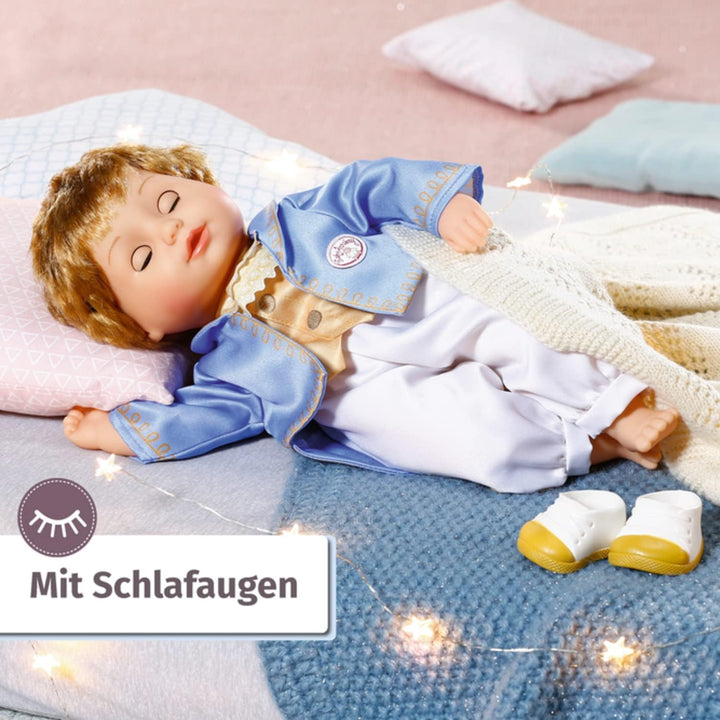 Zapf Creation 707104 Baby Annabell Little Sweet Prince 36cm - weiche Prinzen-Puppe mit Schlafaugen,