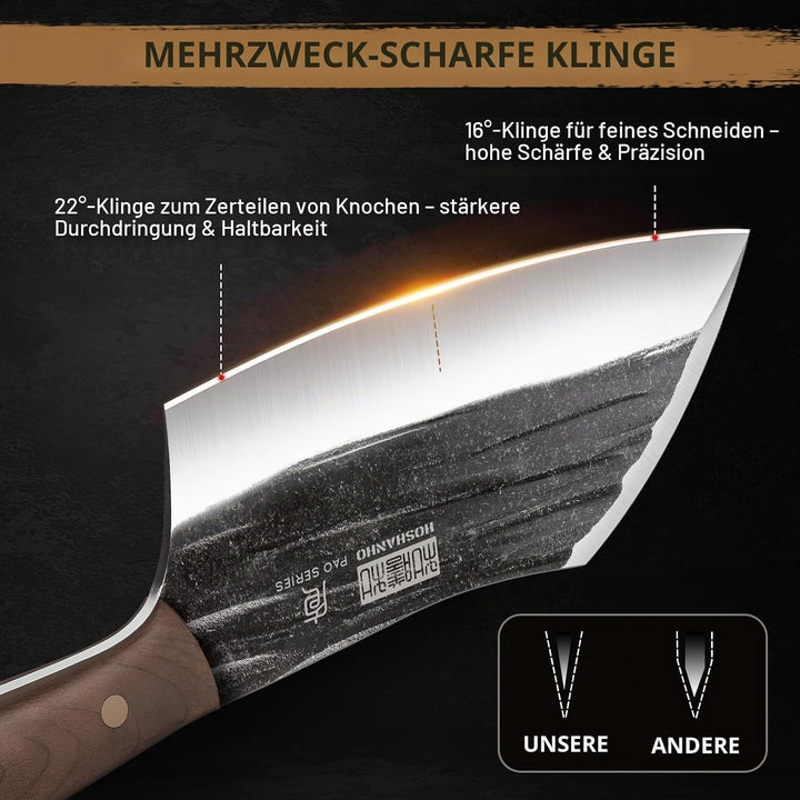 HOSHANHO 15 cm Hackmesser, Handgeschmiedetes Gemüse und Fleischmesser, Full Tang Hackmesser Kochmess