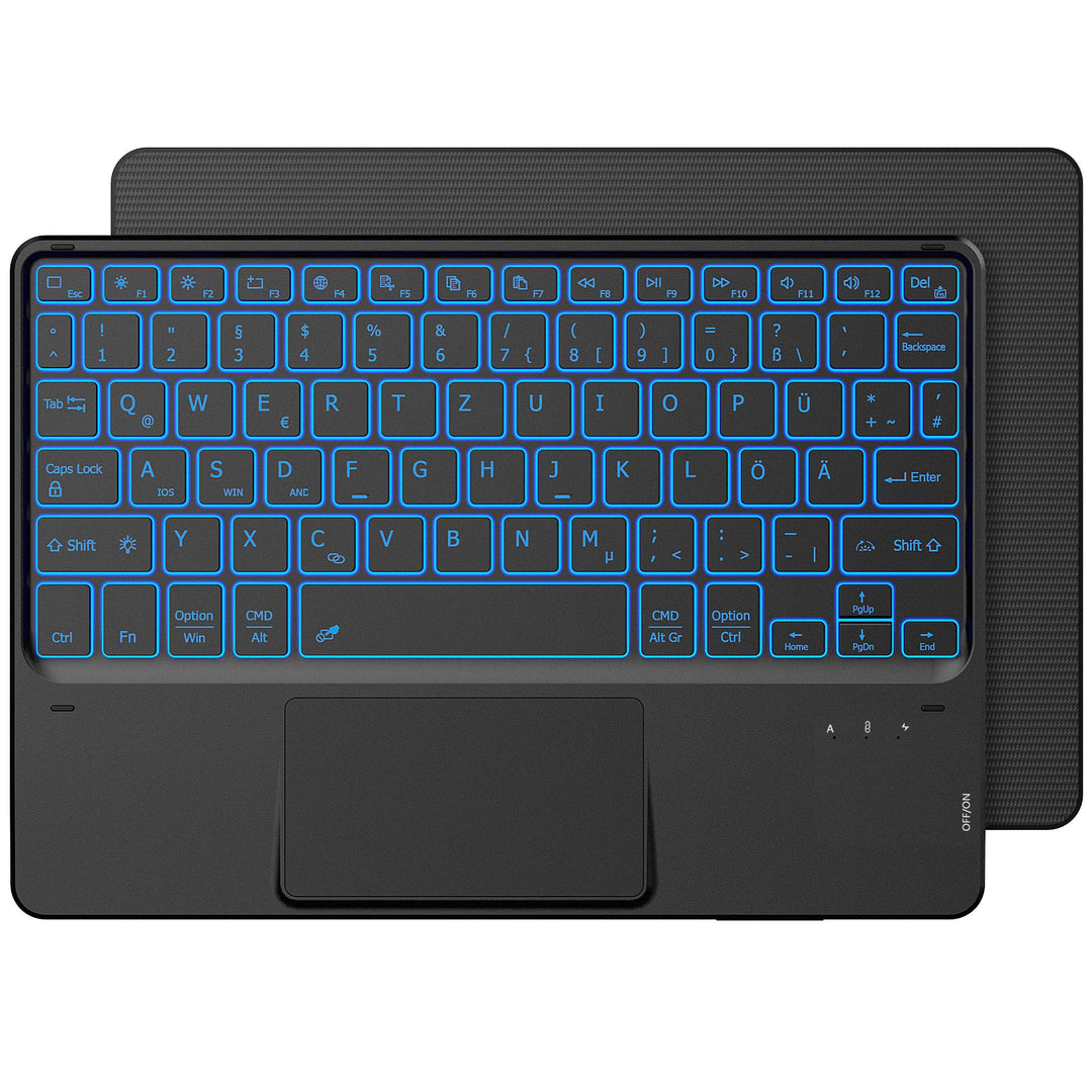 CACOE Tastatur mit Touchpad, QWERTZ Tastatur Kabellose mit 7 Farben Beleuchtete kompatibel mit iPad,