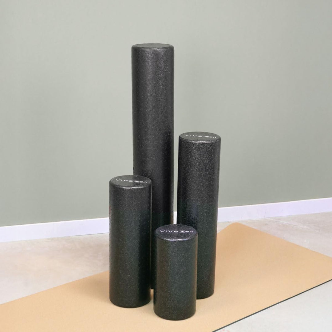 Vivezen – Yoga- und Fitnessrolle aus EPP-Hartschaum mit hoher Dichte – 90 x 15 cm – Schwarz Schwarz