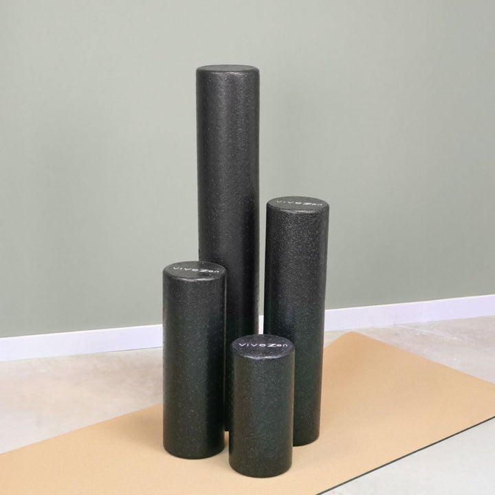 Vivezen – Yoga- und Fitnessrolle aus EPP-Hartschaum mit hoher Dichte – 90 x 15 cm – Schwarz Schwarz