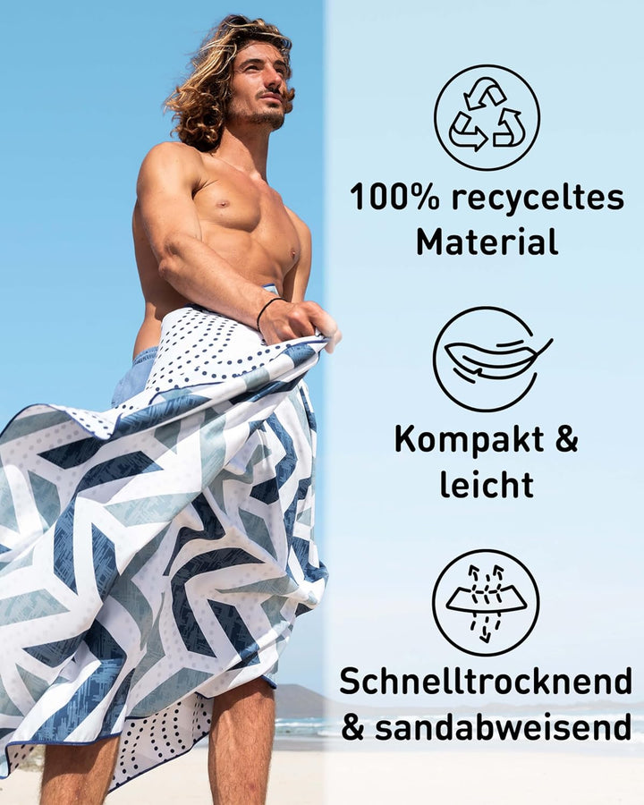 Fit-Flip Strandtuch XXL aus Mikrofaser - leicht und schnelltrocknend - 100% recyceltes Strandhandtuc