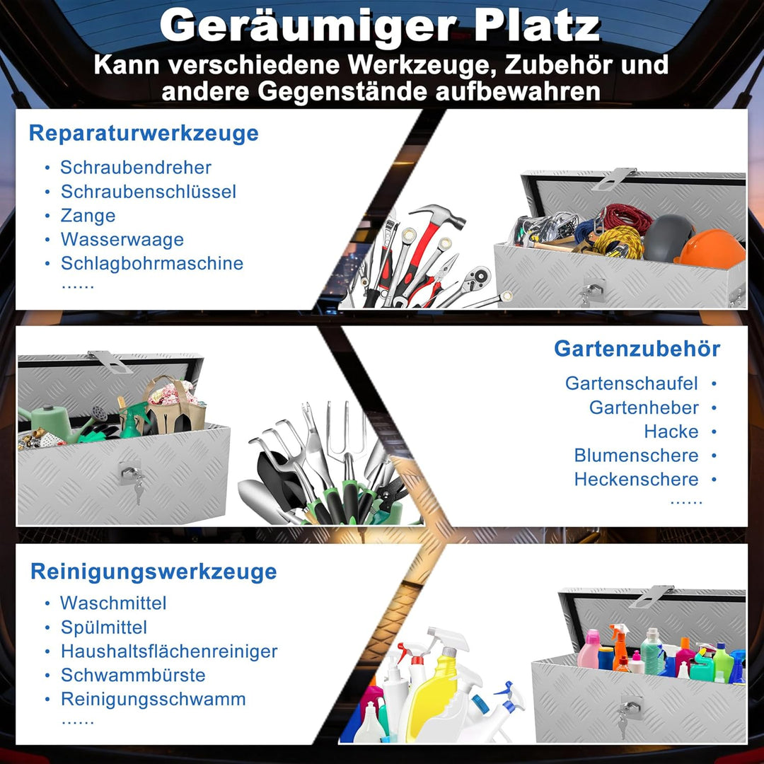 Aluminium WerkzeugkisteAlubox Aluminiumkiste Transportbox Deichselbox Für PKW Anhänger Mit Verriegel