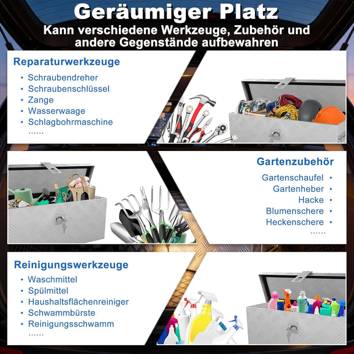 Aluminium WerkzeugkisteAlubox Aluminiumkiste Transportbox Deichselbox Für PKW Anhänger Mit Verriegel