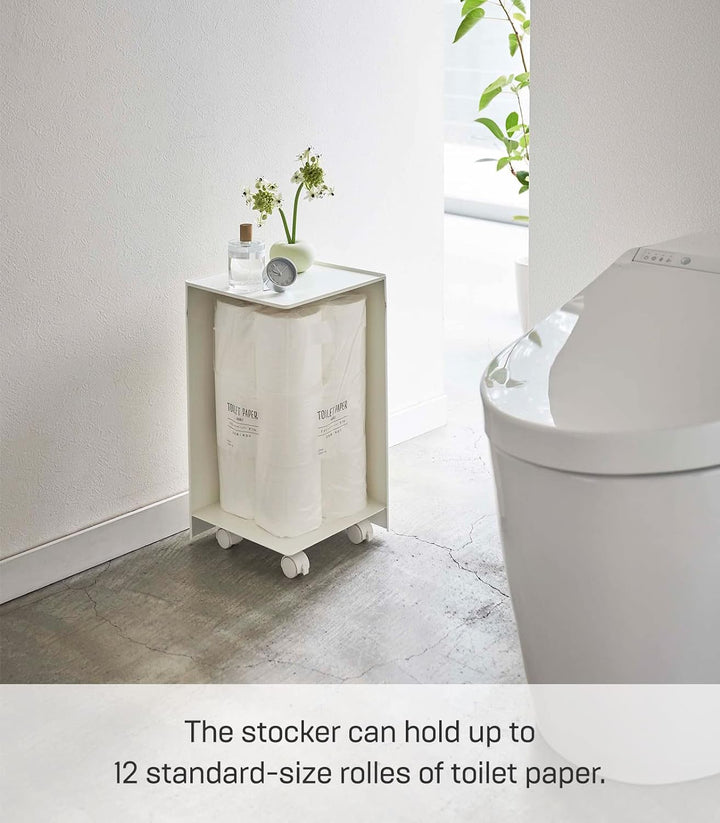 Yamazaki Rollen Toilettenpapierhalter mit Lenkrolle, Legierter Stahl, Weiss, One Size One Size Weiss