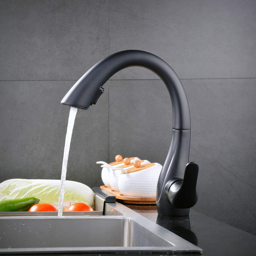 Küchenarmatur, Schwarz Wasserhahn Küche mit Herausziehbarer Dual-Spülbrause Brause, Kaltes und Heiss
