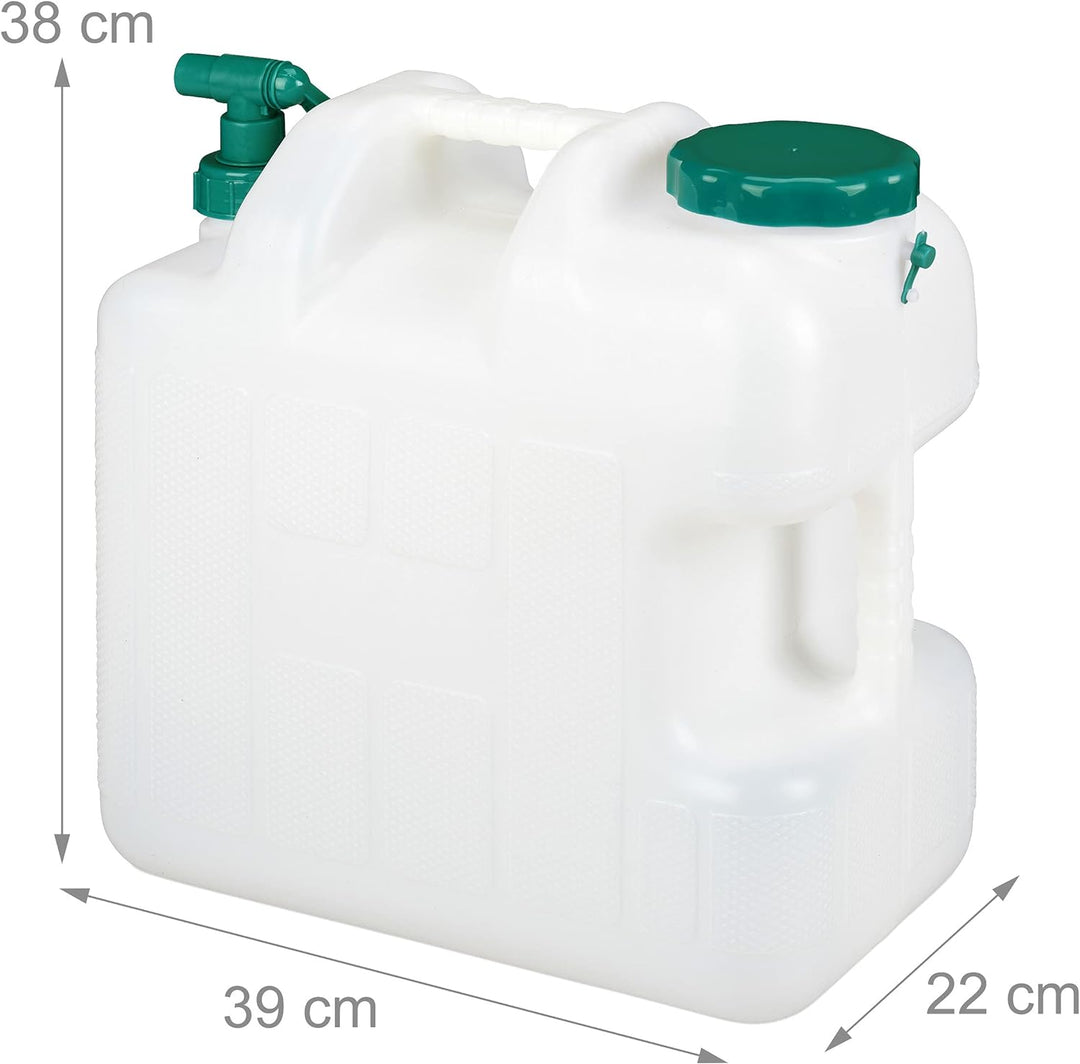 Relaxdays Wasserkanister mit Hahn, 25 Liter, Kunststoff bpa-frei, Weithals Deckel, Griff, Camping Ka