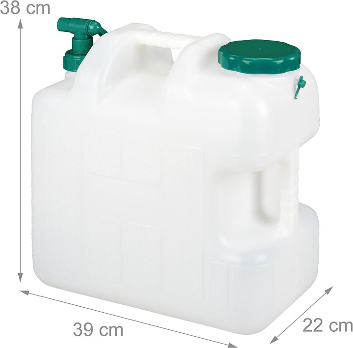 Relaxdays Wasserkanister mit Hahn, 25 Liter, Kunststoff bpa-frei, Weithals Deckel, Griff, Camping Ka