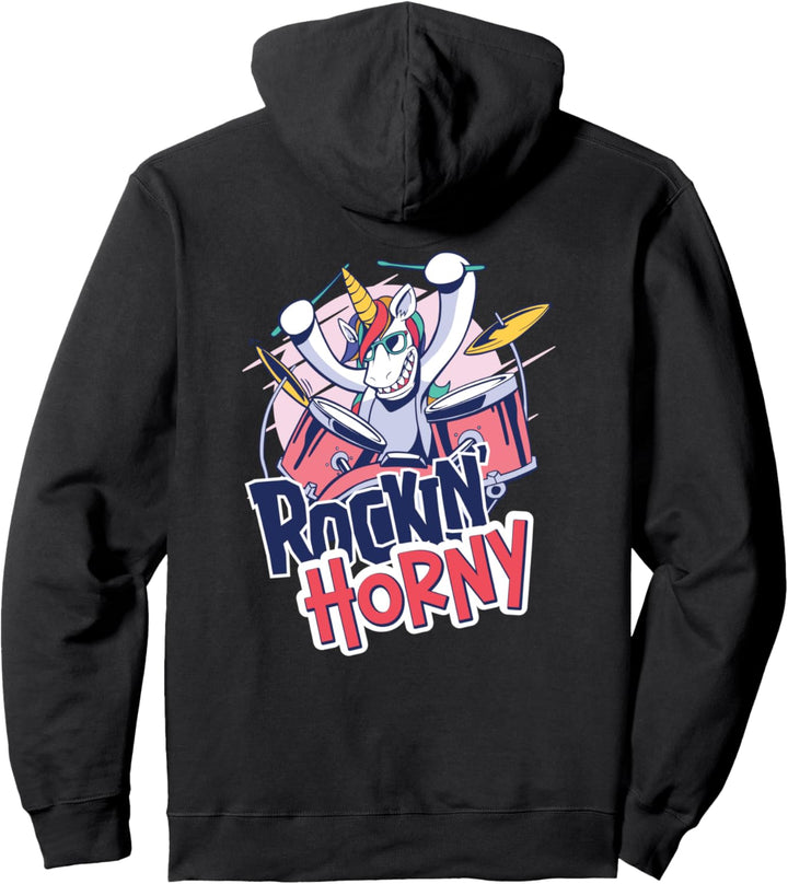 Einhörner Wortspiel Erwachsenen Kostüm Rockin´ Horny Einhorn Pullover Hoodie