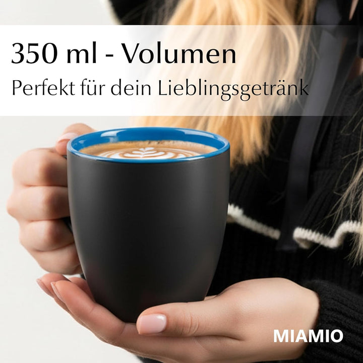 MIAMIO - 6 x 350 ml Kaffeetassen/Kaffeebecher Set - Tassen Set 6er Modern - Le Papillon Kollektion (