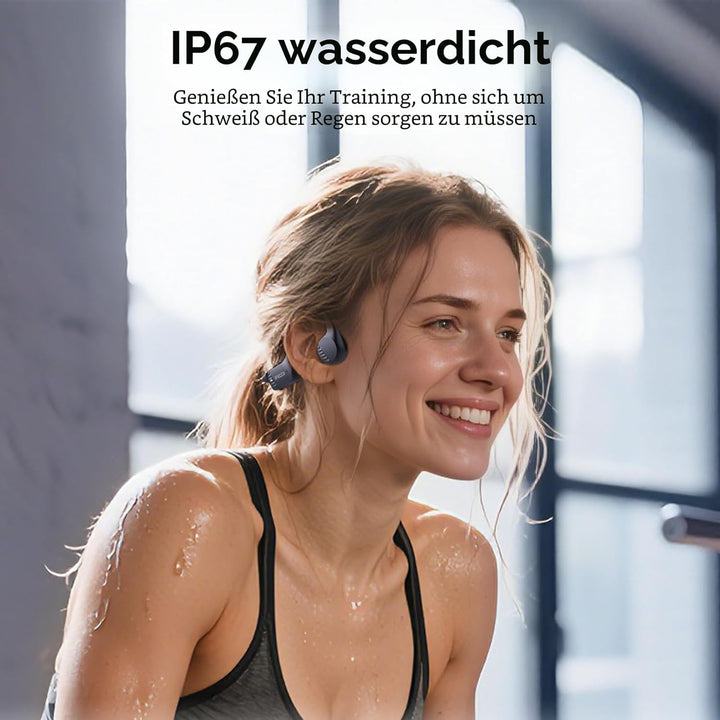 IFECCO Knochenschall Kopfhörer Bluetooth 6.0, Open Ear Kopfhörer Kabellos IP67 wasserdichte Schweiss