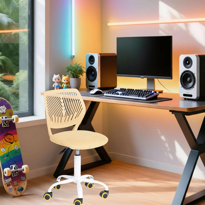 FurnitureR Kleiner Videospielstuhl, ergonomischer Schreibtischstuhl ohne Armlehnen, kompakter Drehst